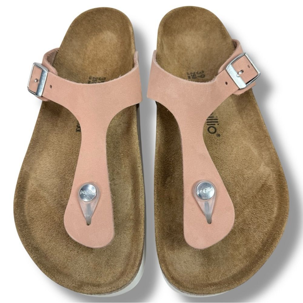 Birkenstock Papillio Gizeh Pink Nubuck Sandals Flex Platform Sz 39 Coastal
